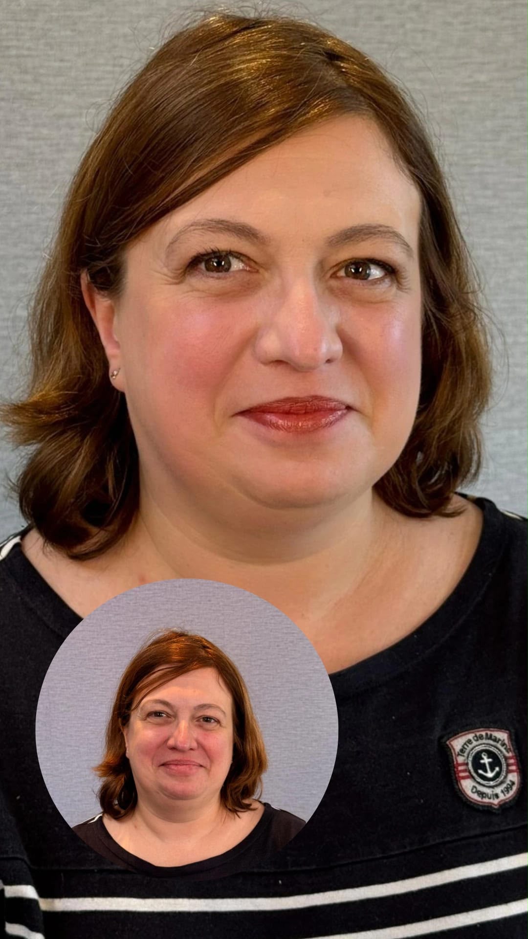 Avant / après maquillage cliente Sab' Institut 1