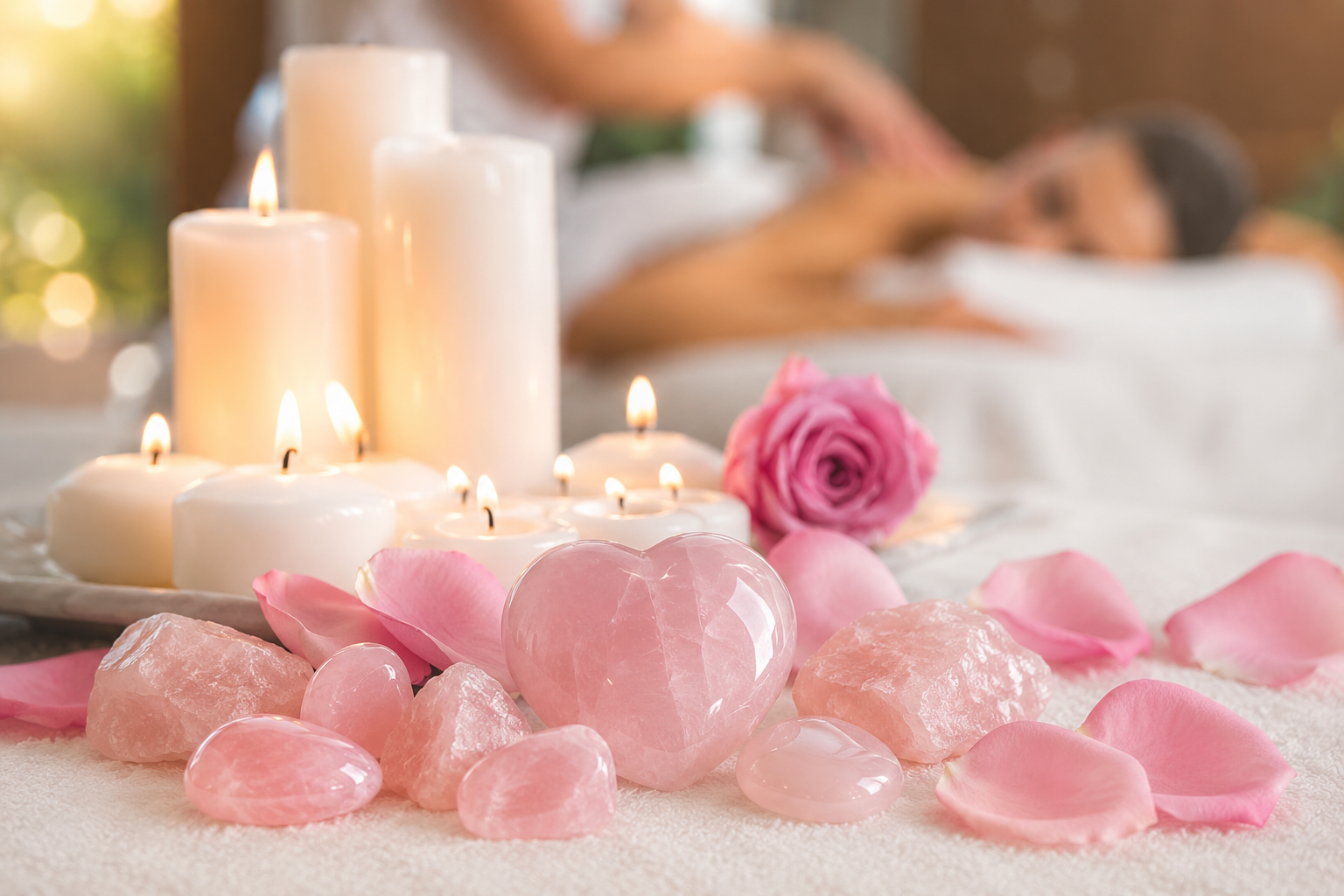Massage Féminin Sacré aux quartz rose